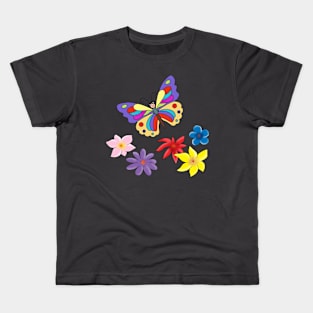 Cartoon butterflies  and flowers Kids T-Shirt